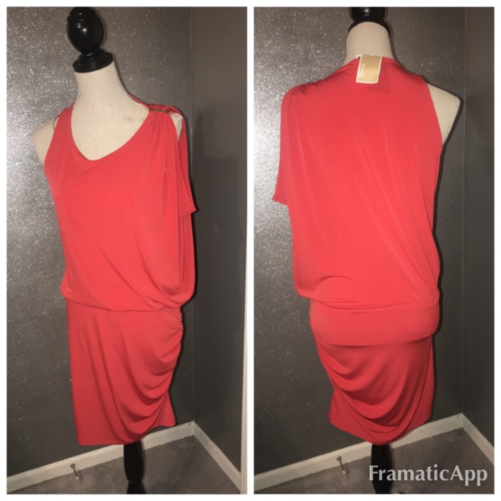 Michael Kors gathered Red dress: S